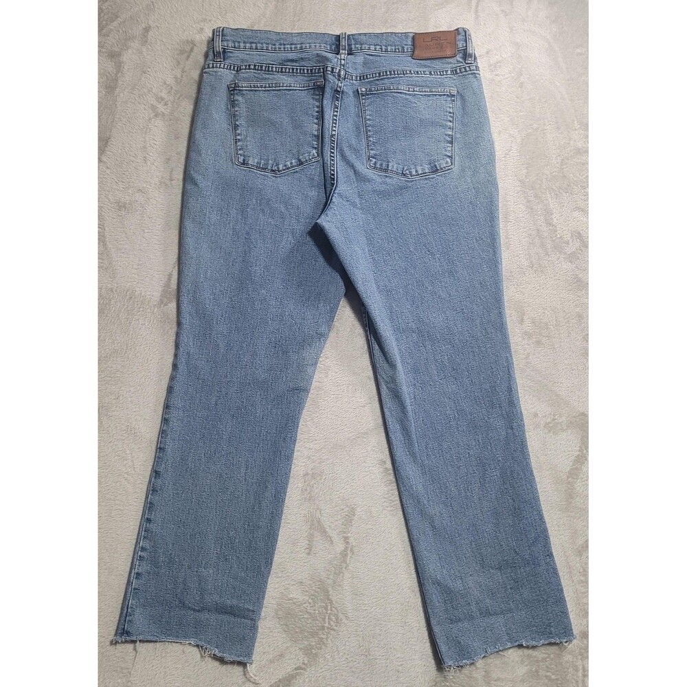 Lauren Ralph Lauren Straight Jeans Womens 14 Blue Light Wash Raw Hem Stretch - Picture 10 of 12